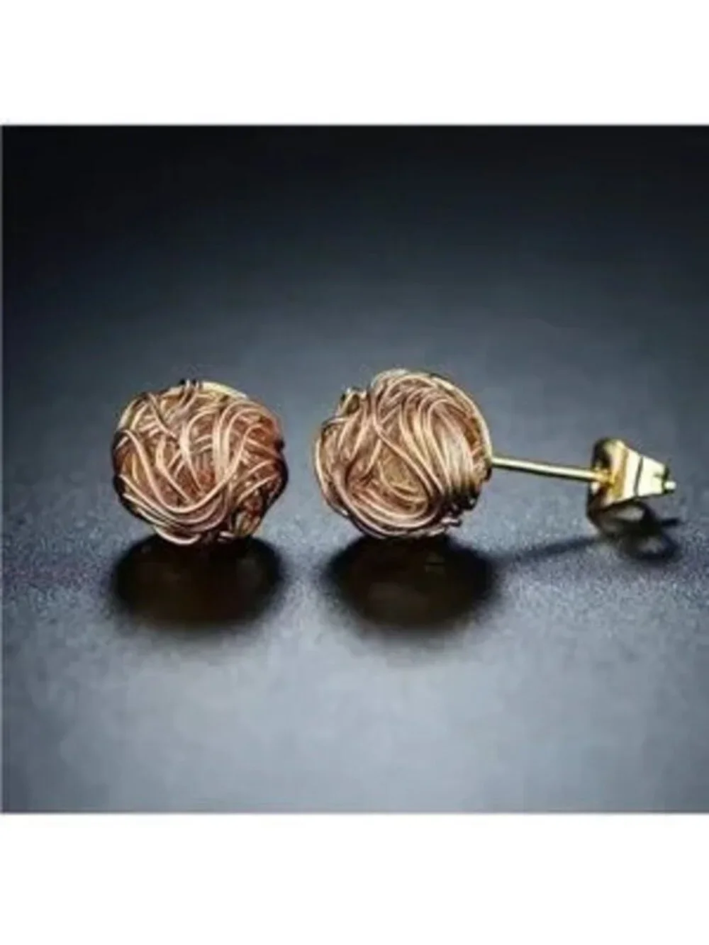 Gold 18k Gold Plated Knot Ball Stud Earrings